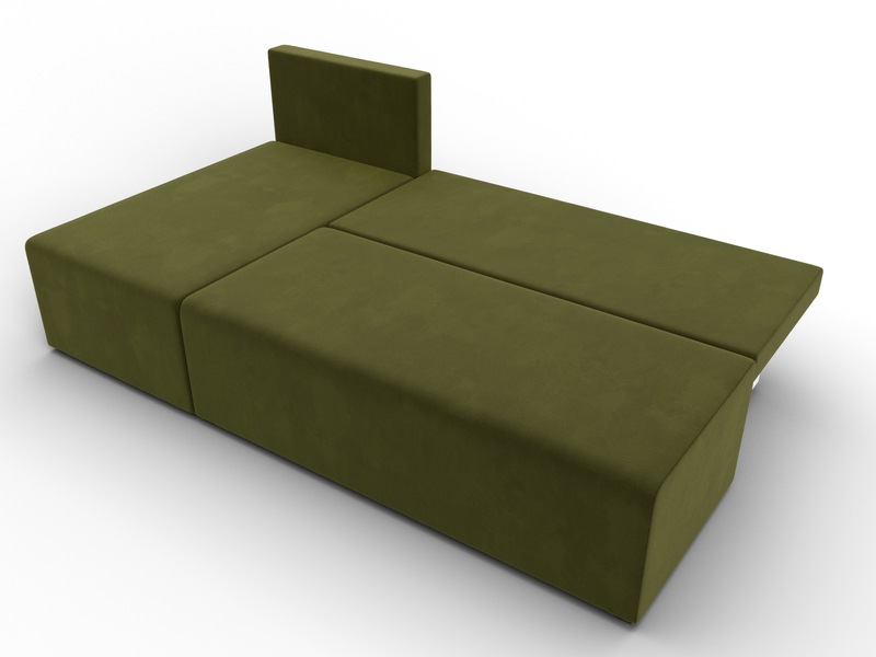 Диван угловой Поло левый угол, Микровельвет, Зеленый