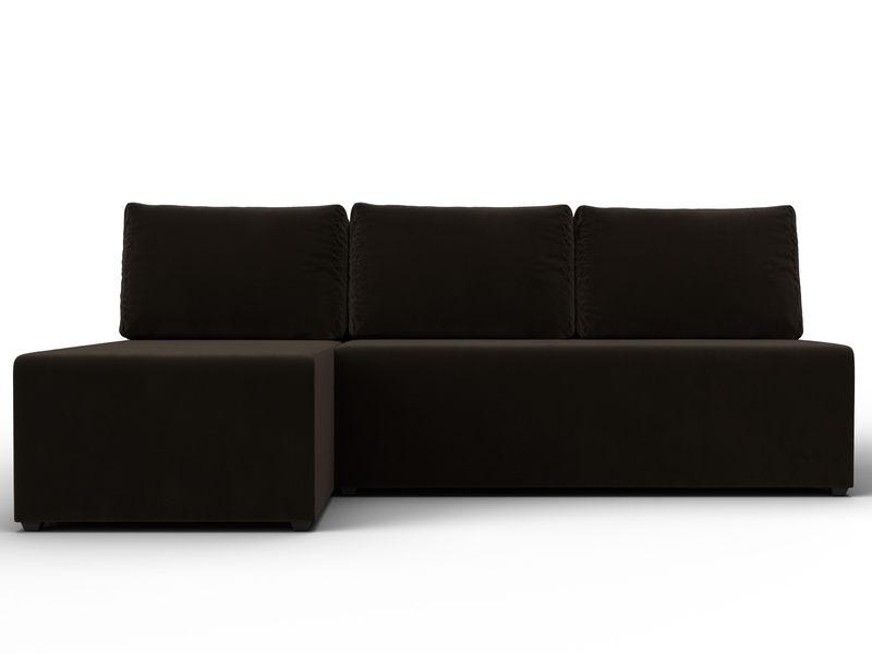 Диван угловой Поло левый угол, Микровельвет, Коричневый