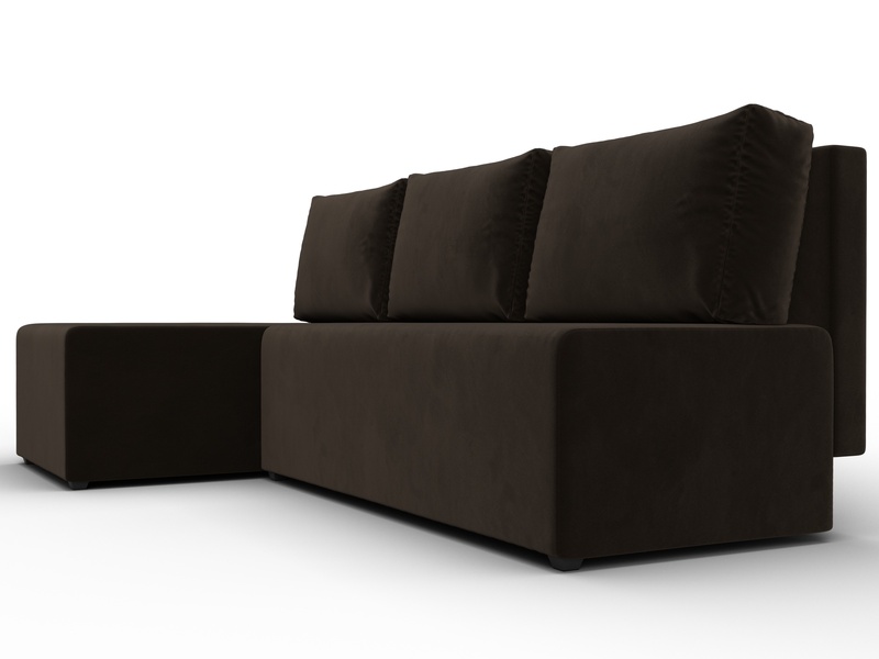 Диван угловой Поло левый угол, Микровельвет, Коричневый