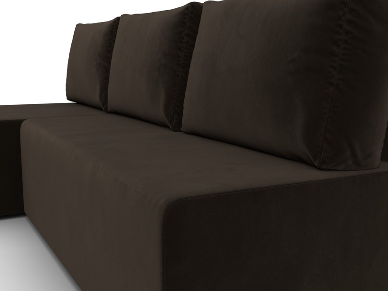 Диван угловой Поло левый угол, Микровельвет, Коричневый