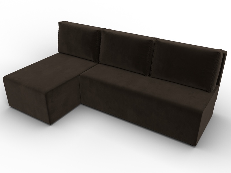 Диван угловой Поло левый угол, Микровельвет, Коричневый