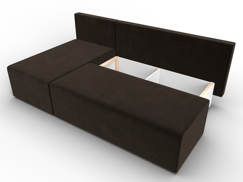 Диван угловой Поло левый угол, Микровельвет, Коричневый