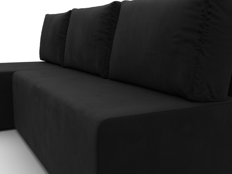 Диван угловой Поло левый угол, Микровельвет, Черный