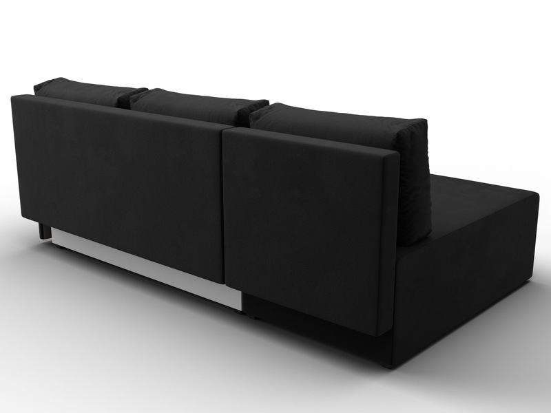 Диван угловой Поло левый угол, Микровельвет, Черный