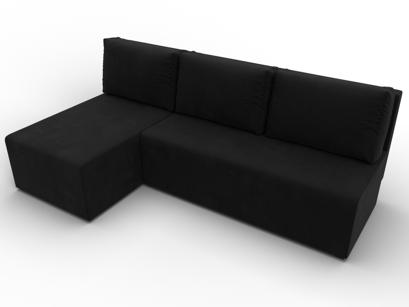 Диван угловой Поло левый угол, Микровельвет, Черный