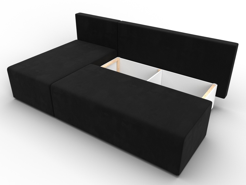 Диван угловой Поло левый угол, Микровельвет, Черный