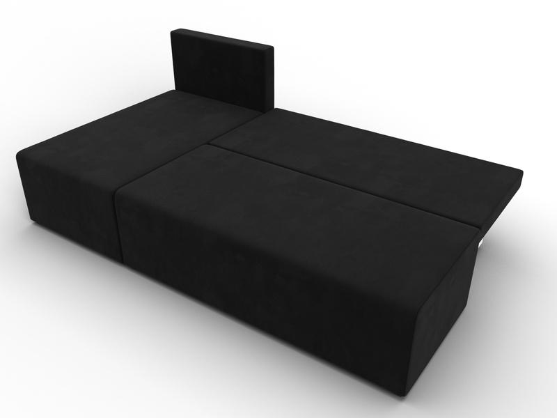 Диван угловой Поло левый угол, Микровельвет, Черный