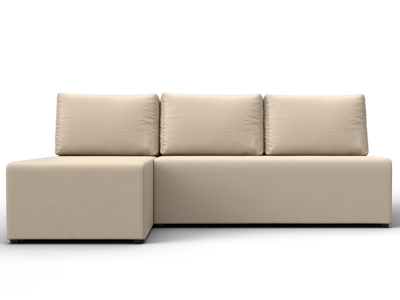 Диван угловой Поло левый угол, Экокожа, Бежевый