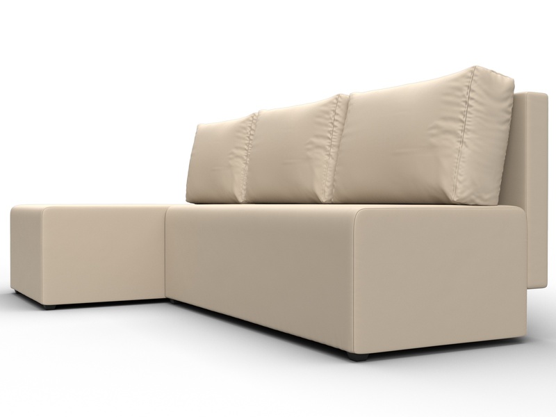 Диван угловой Поло левый угол, Экокожа, Бежевый