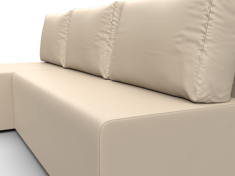 Диван угловой Поло левый угол, Экокожа, Бежевый