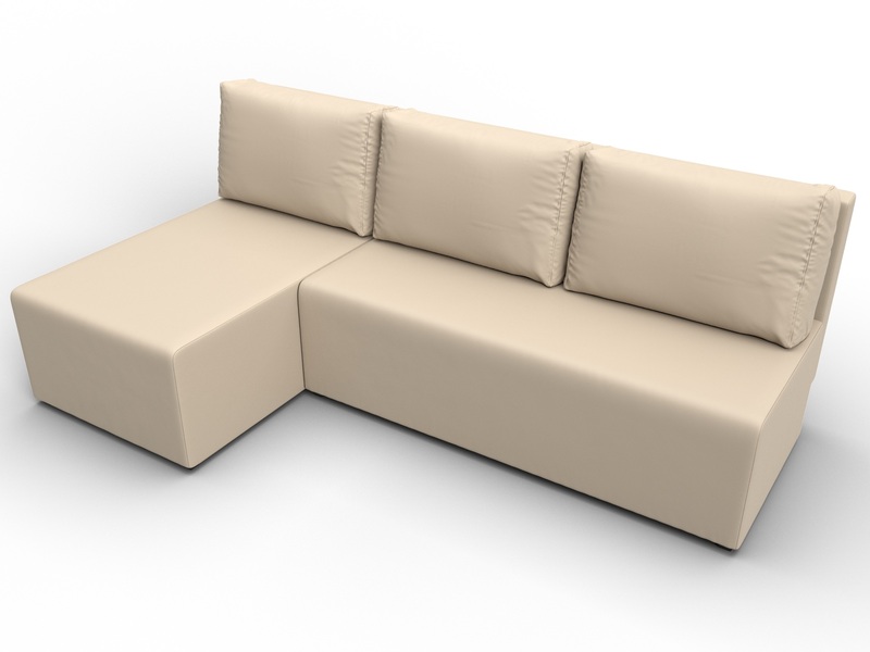 Диван угловой Поло левый угол, Экокожа, Бежевый