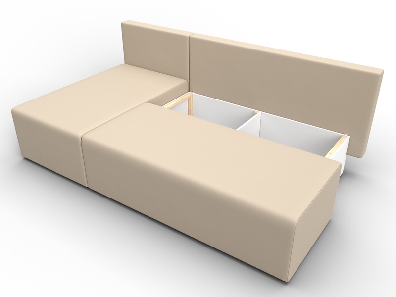 Диван угловой Поло левый угол, Экокожа, Бежевый