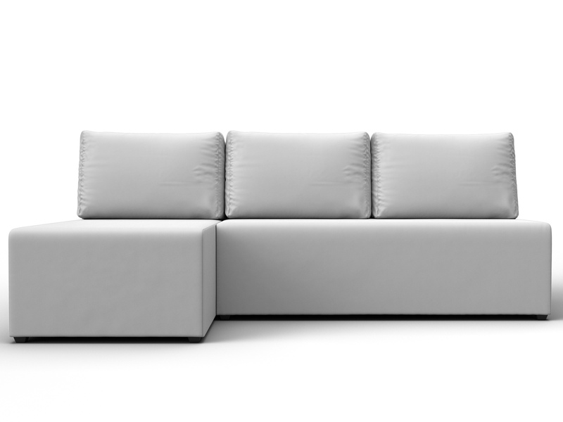 Диван угловой Поло левый угол, Экокожа, Белый