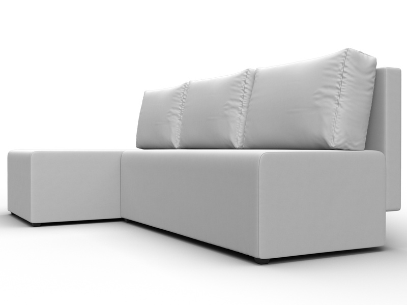 Диван угловой Поло левый угол, Экокожа, Белый