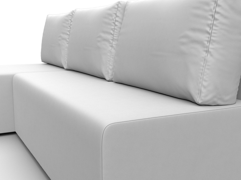 Диван угловой Поло левый угол, Экокожа, Белый