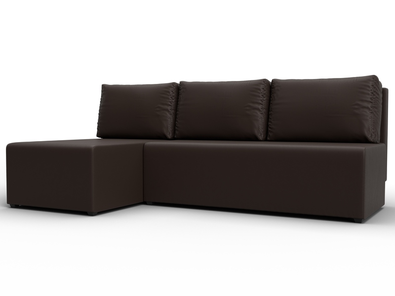 Диван угловой Поло левый угол, Экокожа, Коричневый