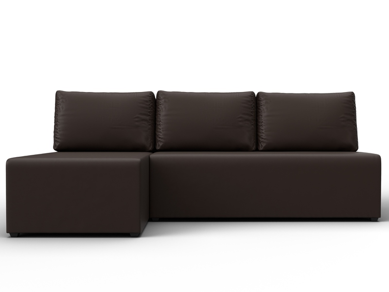 Диван угловой Поло левый угол, Экокожа, Коричневый