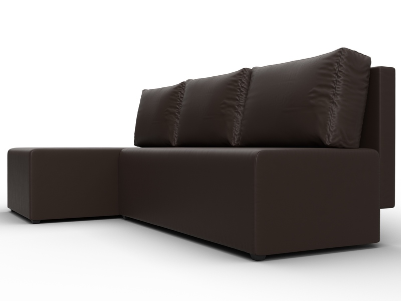 Диван угловой Поло левый угол, Экокожа, Коричневый