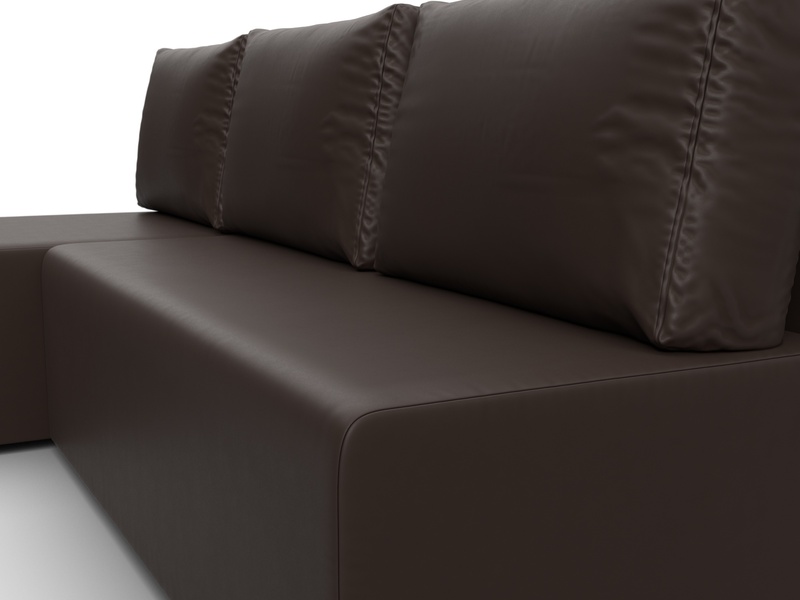 Диван угловой Поло левый угол, Экокожа, Коричневый