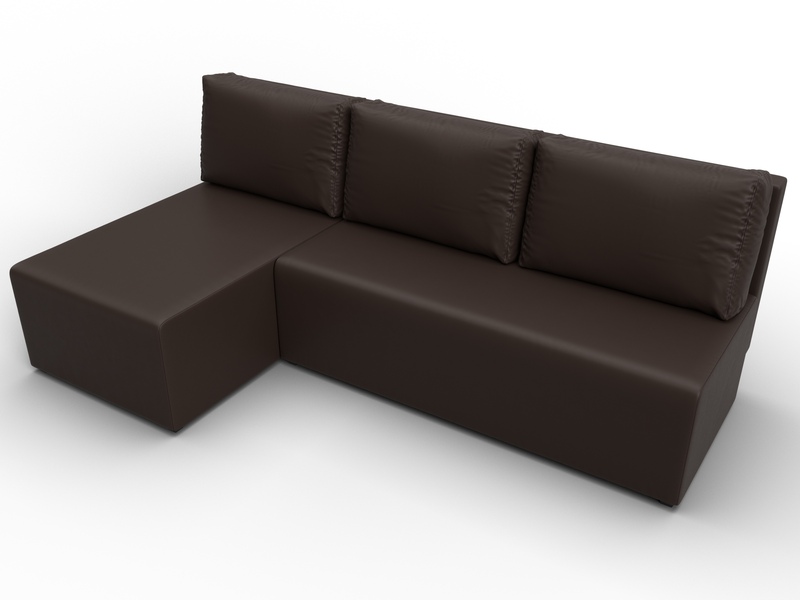 Диван угловой Поло левый угол, Экокожа, Коричневый