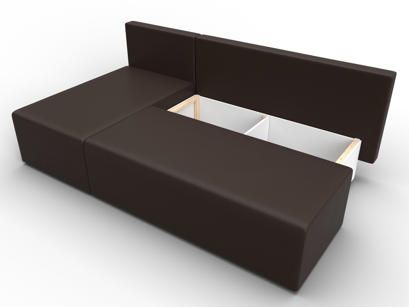 Диван угловой Поло левый угол, Экокожа, Коричневый