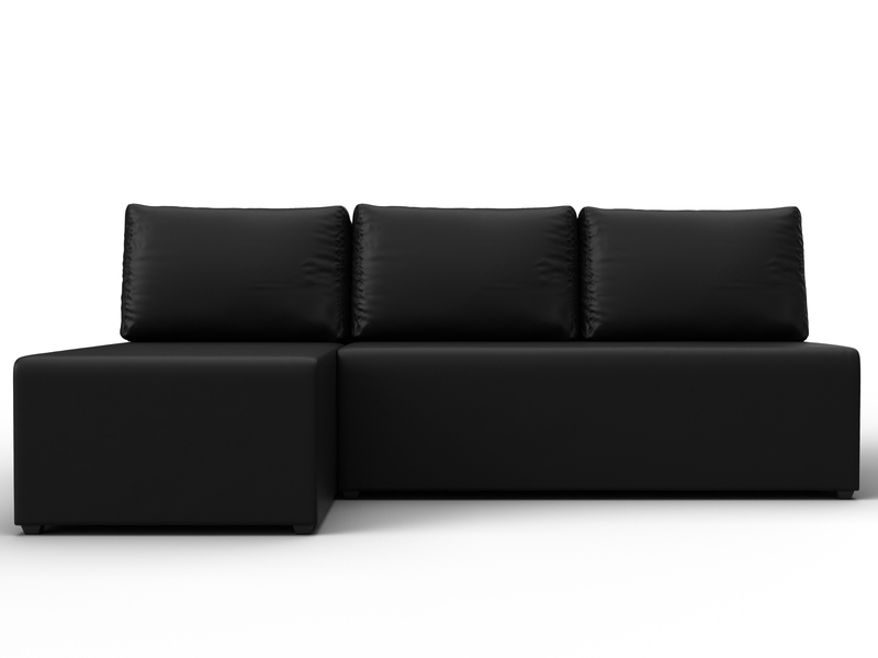 Диван угловой Поло левый угол, Экокожа, Черный