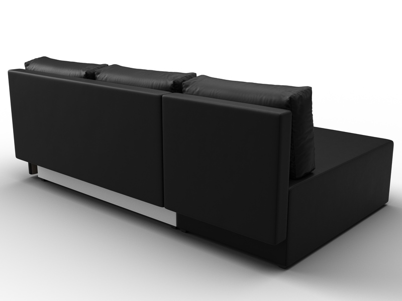 Диван угловой Поло левый угол, Экокожа, Черный