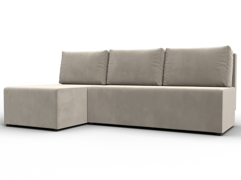 Диван угловой Поло левый угол, Микровельвет, Бежевый