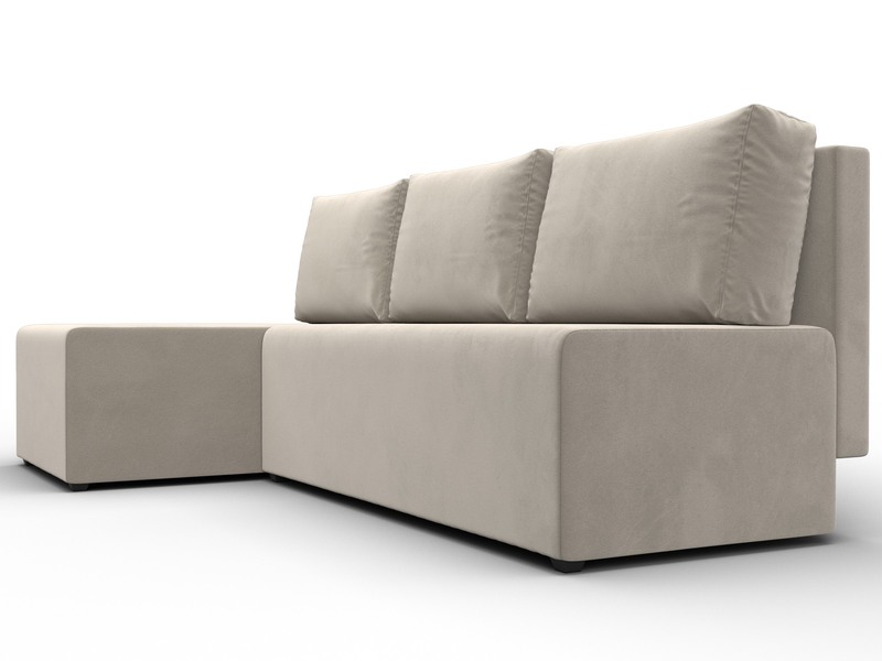 Диван угловой Поло левый угол, Микровельвет, Бежевый