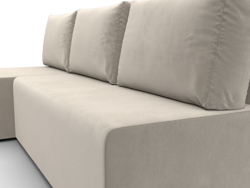 Диван угловой Поло левый угол, Микровельвет, Бежевый