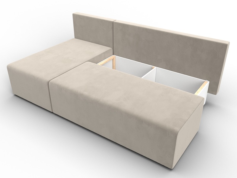 Диван угловой Поло левый угол, Микровельвет, Бежевый