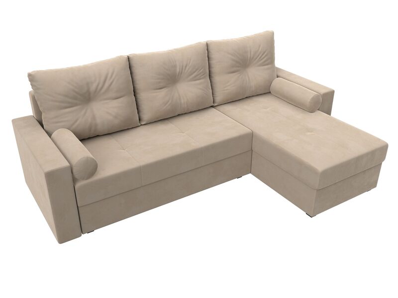 Диван угловой Верона Лайт правый угол, Велюр, SEVEN 729 бежевый