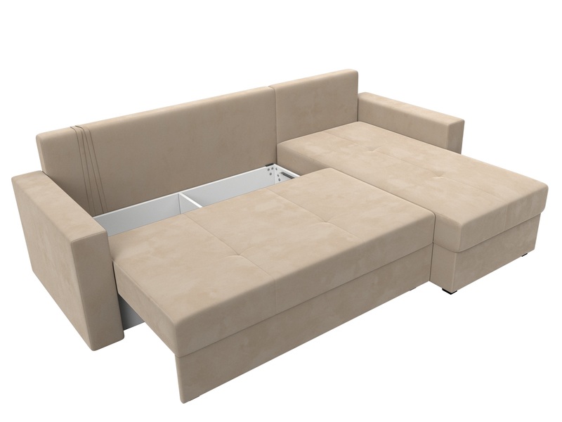 Диван угловой Верона Лайт правый угол, Велюр, SEVEN 729 бежевый