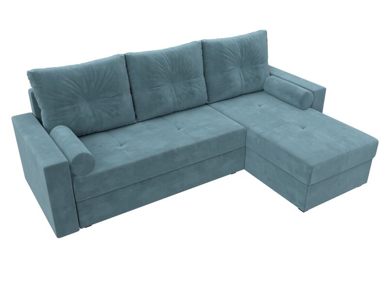 Диван угловой Верона Лайт правый угол, Велюр, SEVEN 113 бирюзовый