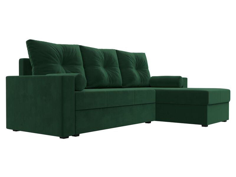 Диван угловой Верона Лайт правый угол, Велюр, SEVEN 626 зеленый