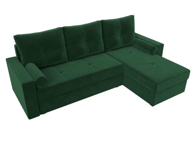 Диван угловой Верона Лайт правый угол, Велюр, SEVEN 626 зеленый