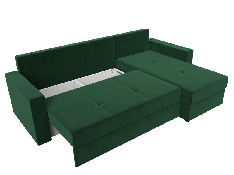 Диван угловой Верона Лайт правый угол, Велюр, SEVEN 626 зеленый