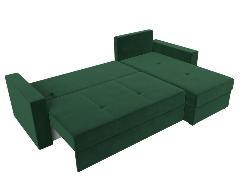 Диван угловой Верона Лайт правый угол, Велюр, SEVEN 626 зеленый
