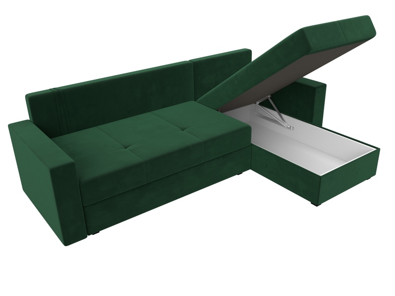 Диван угловой Верона Лайт правый угол, Велюр, SEVEN 626 зеленый