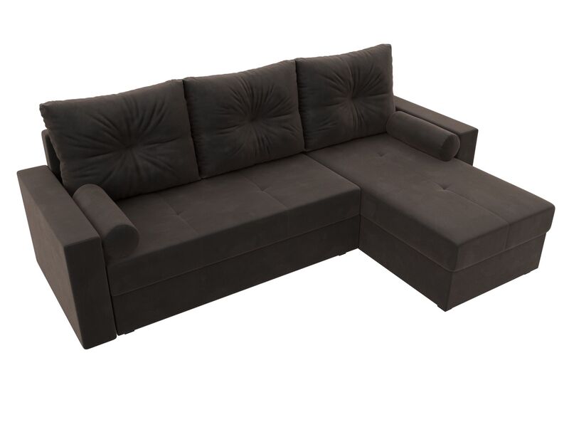 Диван угловой Верона Лайт правый угол, Велюр, SEVEN 727 коричневый