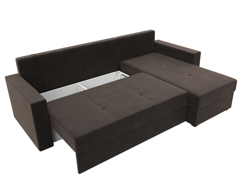 Диван угловой Верона Лайт правый угол, Велюр, SEVEN 727 коричневый