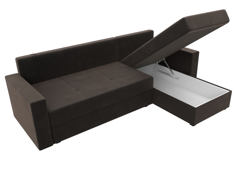 Диван угловой Верона Лайт правый угол, Велюр, SEVEN 727 коричневый