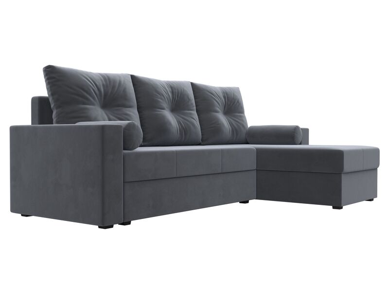 Диван угловой Верона Лайт правый угол, Велюр, SEVEN 17 серый