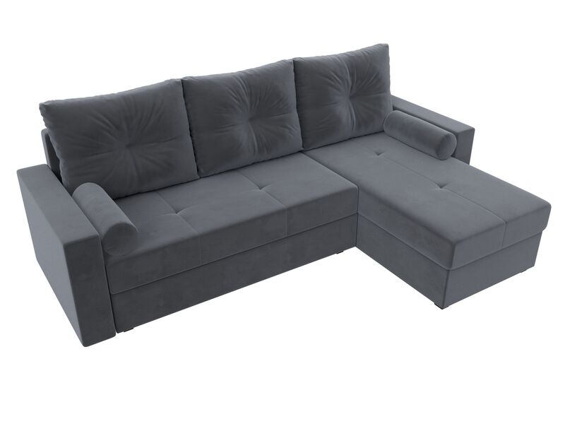 Диван угловой Верона Лайт правый угол, Велюр, SEVEN 17 серый