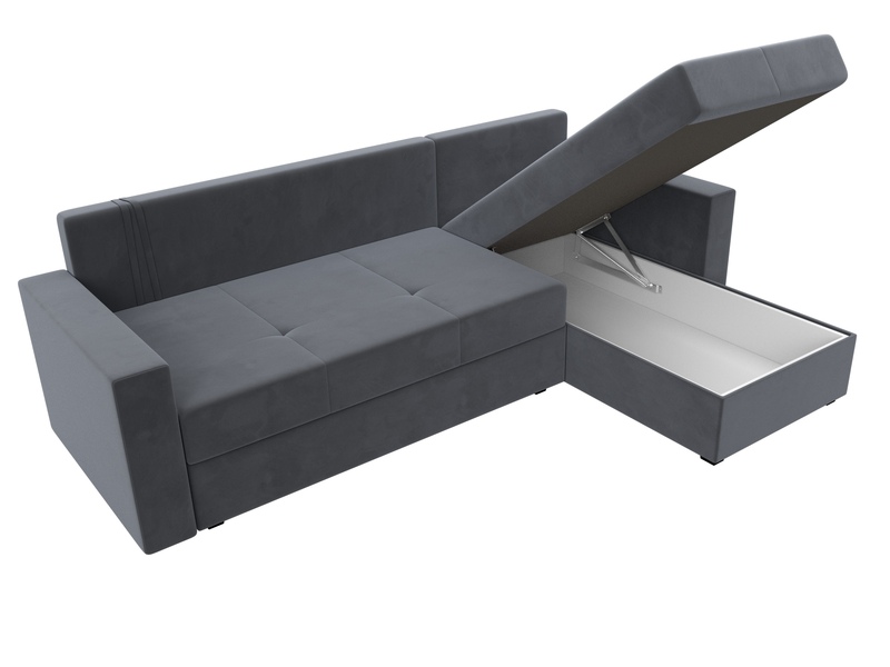 Диван угловой Верона Лайт правый угол, Велюр, SEVEN 17 серый