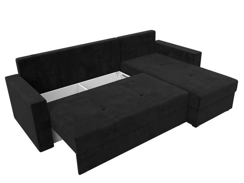 Диван угловой Верона Лайт правый угол, Велюр, SEVEN 35 черный