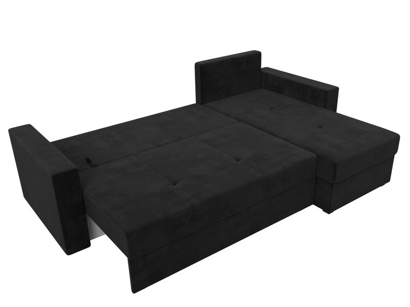 Диван угловой Верона Лайт правый угол, Велюр, SEVEN 35 черный