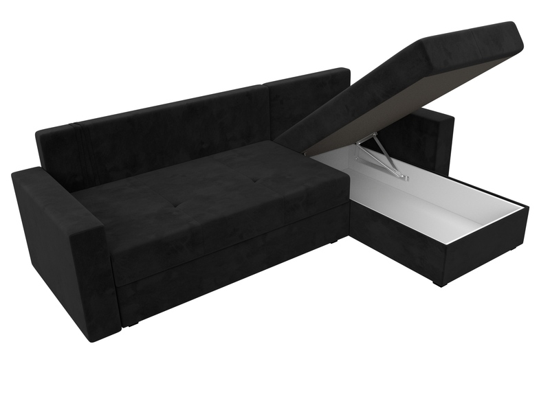 Диван угловой Верона Лайт правый угол, Велюр, SEVEN 35 черный