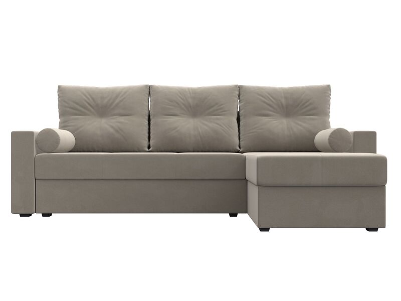 Диван угловой Верона Лайт правый угол, Микровельвет, Бежевый