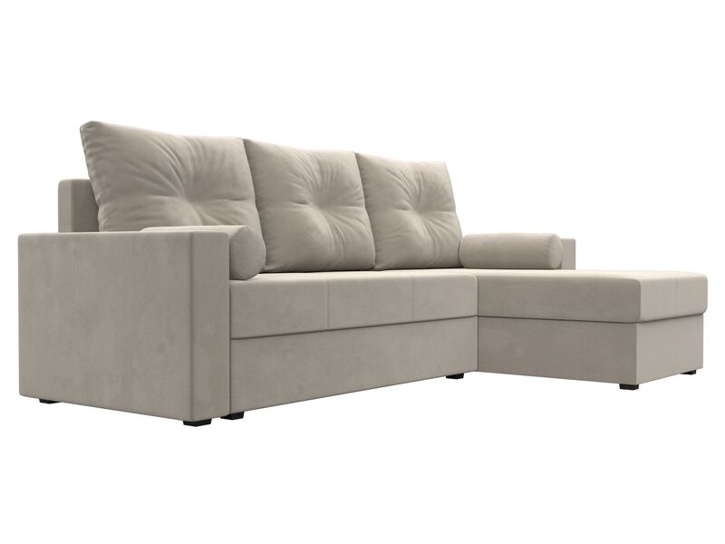 Диван угловой Верона Лайт правый угол, Микровельвет, Бежевый